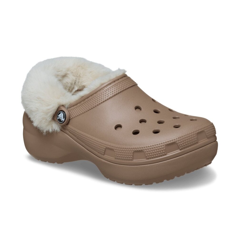 NEW CROCS Sizes 9, 10 Women's Classic Platform Fuzz Lined Clog - Latte